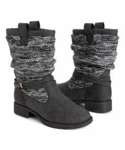 Budget ???? LUKEES By MUK LUKS Black Knit Bridgette Slouchy Boot - ???? Women ????