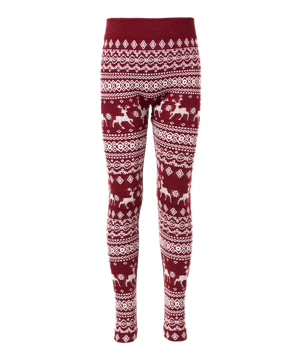 Wholesale ???? MUK LUKS Red & White Deer Fair Isle Fleece-Lined Leggings - ???? Girls For Kids ???? 1 Wholesale ???? MUK LUKS Red & White Deer Fair Isle Fleece-Lined Leggings - ???? Girls For Kids ????