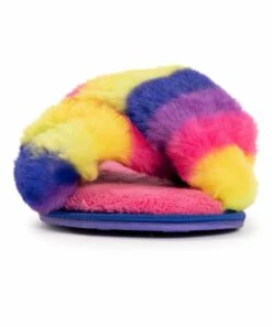 Flash Sale ✨ LUKEES By MUK LUKS Fuchsia & Yellow Rainbow Stripes Lara Slipper - ???? Women ✔️ -MUK LUKS SHOP zu101855990 alt 3 tm1644086591