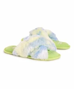 Promo ❤️ MUK LUKS Green Tie-Dye Perley Crisscross Slipper - ???? Women ????