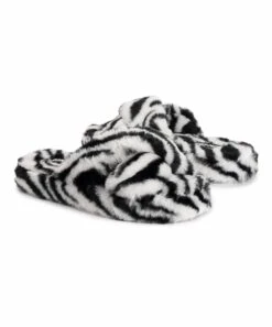 Best Sale ???? LUKEES By MUK LUKS White & Black Zebra Lark Slipper - ???? Women ❤️