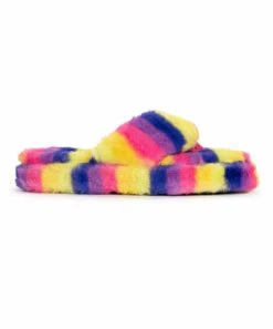 Coupon ⌛ LUKEES By MUK LUKS Yellow & Blue Rainbow Stripes Myka Thong Slipper - ???? Women ???? -MUK LUKS SHOP zu101864743 alt 2 tm1644086591