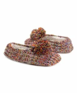 Hot Sale ✨ MUK LUKS Yellow & Red Knit Ballerina Moisturizing Slipper - ???? Women ❤️