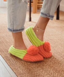 Best deal ???? MUK LUKS Green & Orange Knit Ballerina Moisturizing Slipper - ???? Women ✔️ -MUK LUKS SHOP zu102702430 alt 4 tm1642097942