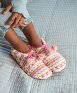 Top 10 ???? MUK LUKS Pink & Yellow Stripe Ballerina Moisturizing Slipper - ???? Women ???? -MUK LUKS SHOP zu102703055 alt 4 tm1642098282