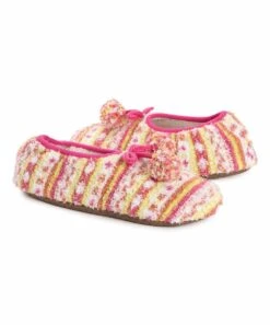 Top 10 ???? MUK LUKS Pink & Yellow Stripe Ballerina Moisturizing Slipper - ???? Women ????