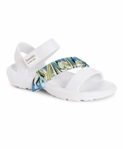 Cheapest ???? Essentials By MUK LUKS White & Blue Abstract Surf Girl ???? Sandal - ???? Women ????