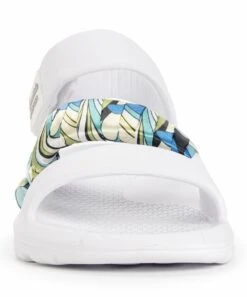 Cheapest ???? Essentials By MUK LUKS White & Blue Abstract Surf Girl ???? Sandal - ???? Women ???? -MUK LUKS SHOP zu102832436 alt 3 tm1654032751
