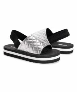 Deals ✔️ LUKEES By MUK LUKS Black & Silver Epic Tour Quilted ???? Sandal - ???? Women ????