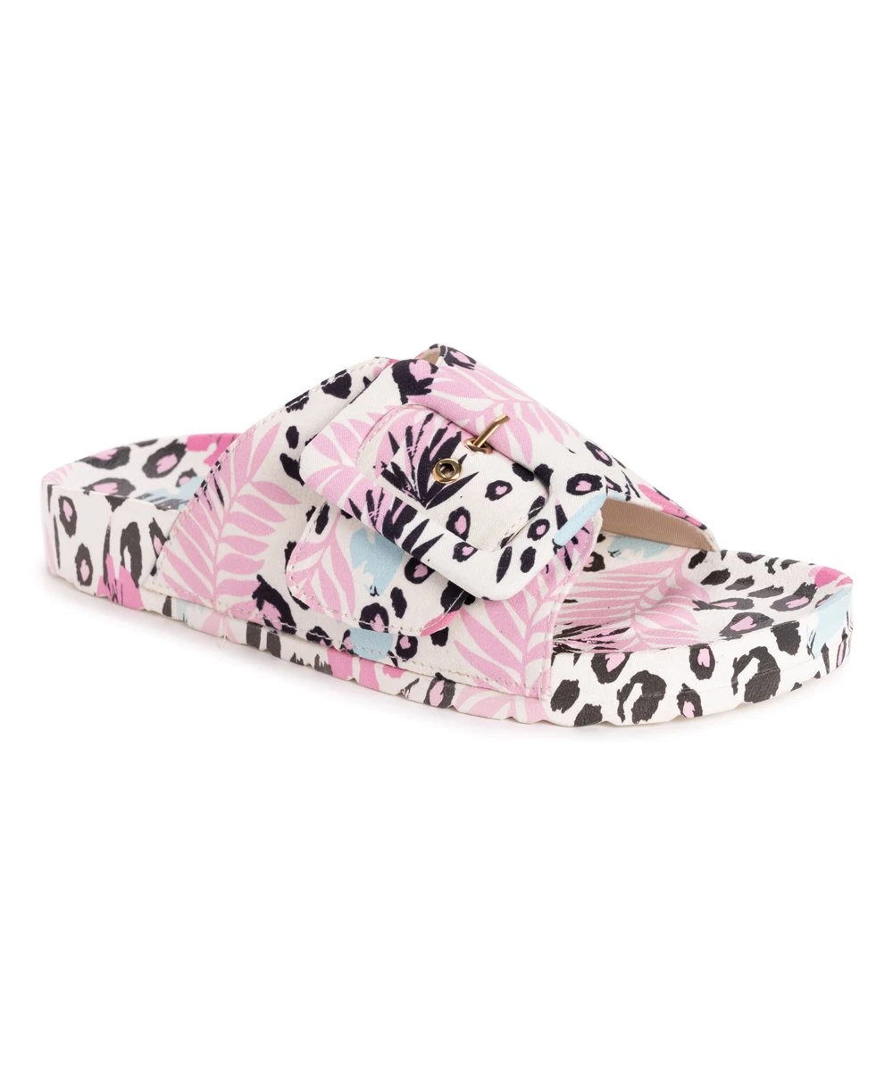 Best deal ⌛ LUKEES By MUK LUKS White & Pink Leopard Floral Island Tiki Slide - ???? Women ✔️ 2 Best deal ⌛ LUKEES By MUK LUKS White & Pink Leopard Floral Island Tiki Slide - ???? Women ✔️ - Image 2