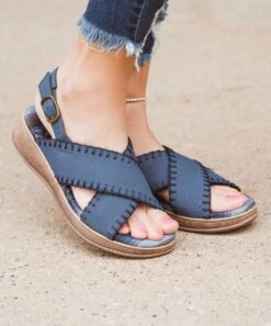 Discount ???? MUK LUKS Dusty Blue Blanket Stitch Crisscross City High-Rise ???? Sandal - ???? Women ???? 9 Discount ???? MUK LUKS Dusty Blue Blanket Stitch Crisscross City High-Rise ???? Sandal - ???? Women ???? -MUK LUKS SHOP zu102968860 alt 4 tm1648147913