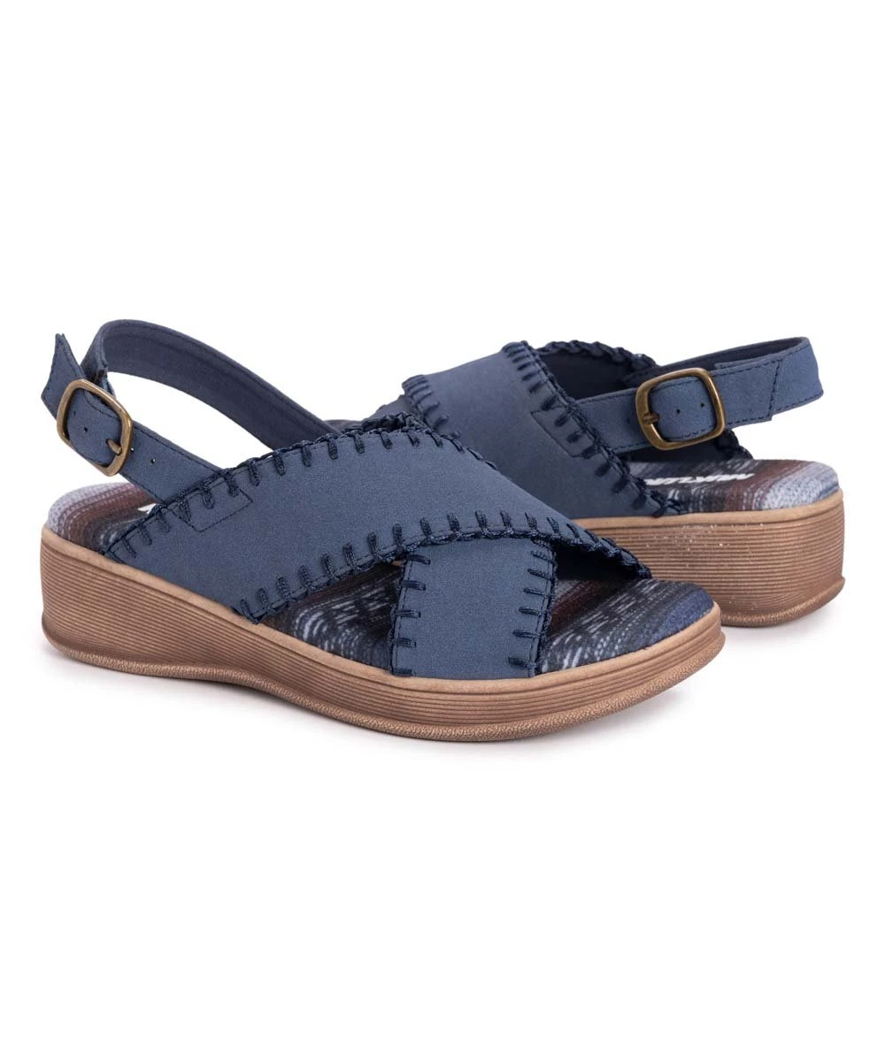 Discount ???? MUK LUKS Dusty Blue Blanket Stitch Crisscross City High-Rise ???? Sandal - ???? Women ???? 1 Discount ???? MUK LUKS Dusty Blue Blanket Stitch Crisscross City High-Rise ???? Sandal - ???? Women ????