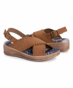 Flash Sale ???? MUK LUKS Cognac City Highrise Crisscross ???? Sandal - ???? Women ⭐