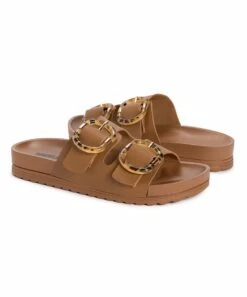 Best deal ✔️ MUK LUKS Cognac Double Strap Grand Cayman Buckle Slide - ???? Women ????