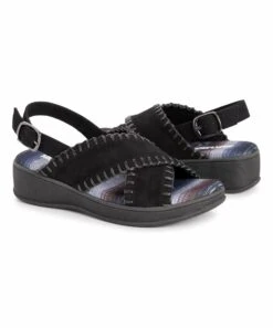 Cheapest ???? MUK LUKS Black Blanket Stitch Crisscross City High-Rise ???? Sandal - ???? Women ✔️