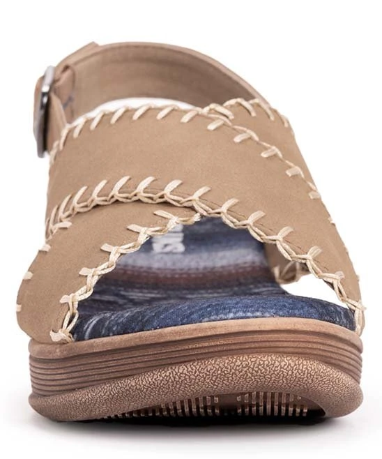 Promo ???? MUK LUKS Taupe Blanket Stitch Crisscross City High-Rise ???? Sandal - ???? Women ❤️ 4 Promo ???? MUK LUKS Taupe Blanket Stitch Crisscross City High-Rise ???? Sandal - ???? Women ❤️ - Image 4