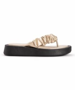 Top 10 ???? MUK LUKS Gold Scrunchie Club Miami Flip-Flop - ???? Women ???? -MUK LUKS SHOP zu102977567 alt 2 tm1649263923