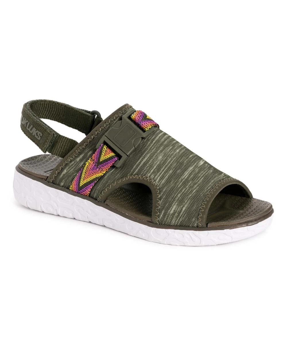 Wholesale ???? MUK LUKS Green Variegated Boardwalk Parade Ankle-Strap ???? Sandal - ???? Women ???? 1 Wholesale ???? MUK LUKS Green Variegated Boardwalk Parade Ankle-Strap ???? Sandal - ???? Women ????