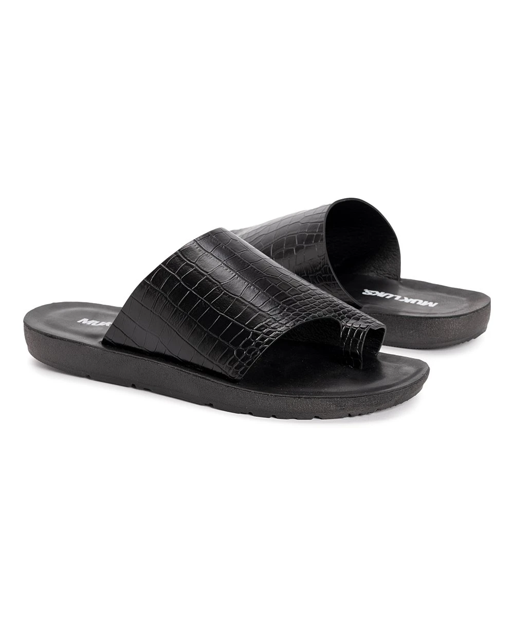 Best deal ???? MUK LUKS Black Croc-Embossed About Face ???? Sandal - ???? Women ???? 1 Best deal ???? MUK LUKS Black Croc-Embossed About Face ???? Sandal - ???? Women ????