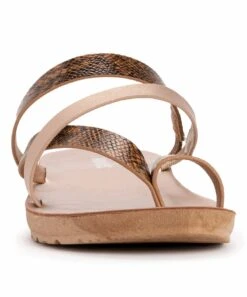 Buy ✨ MUK LUKS Rose Gold Snake-Embossed About Town Toe-Loop ???? Sandal - ???? Women ???? -MUK LUKS SHOP zu103098687 alt 4 tm1645624336