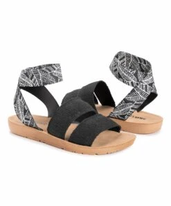 Hot Sale ???? MUK LUKS Black & White Leaf About Me ???? Sandal - ???? Women ????