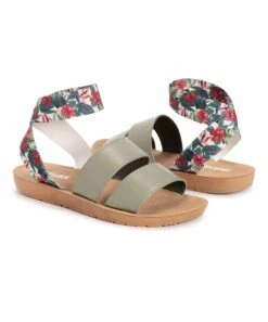 Discount ❤️ MUK LUKS Green & Beige Floral About Me ???? Sandal - ???? Women ❤️