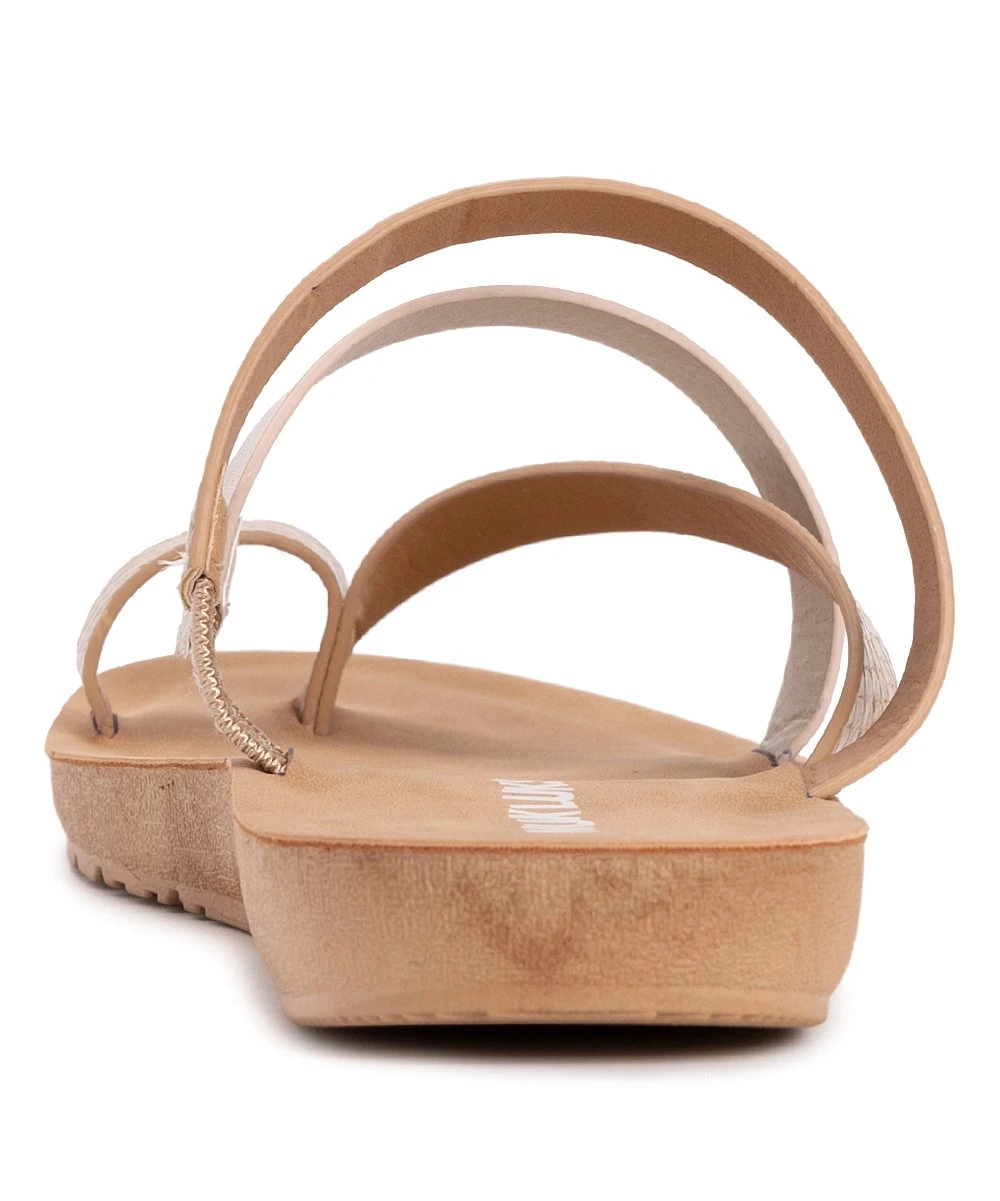 Hot Sale ???? MUK LUKS Beige & Pearl Snake-Embossed About Town Toe-Loop ???? Sandal - ???? Women ???? 3 Hot Sale ???? MUK LUKS Beige & Pearl Snake-Embossed About Town Toe-Loop ???? Sandal - ???? Women ???? - Image 3