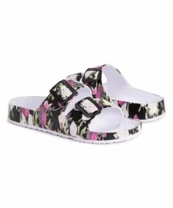 Best Pirce ???? MUK LUKS Black & Pink Floral Sea Star Slide - ???? Women ????