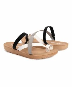 Buy ???? MUK LUKS Black & White Criss-Cross Strap About Town ???? Sandal - ???? Women ????