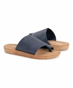 Best Sale ???? MUK LUKS Navy & Beige About Face Toe-Loop ???? Sandal - ???? Women ⌛
