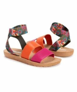 Outlet ???? MUK LUKS Pink Multicolor Floral Ankle-Strap About Me ???? Sandal - ???? Women ????