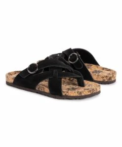Budget ???? MUK LUKS Black Shayna Terra Turf Suede ???? Sandal - ???? Women ????