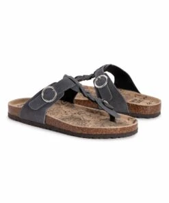 Cheapest ???? MUK LUKS Dark Gray Braided Marsha Terra Turf Suede ???? Sandals - ???? Women ????