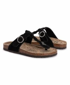 Flash Sale ???? MUK LUKS Black Braided Marsha Terra Turf Suede ???? Sandals - ???? Women ????