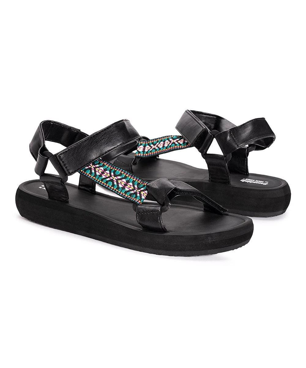 Deals ✔️ MUK LUKS Black & Vibrant Geometric All-In Asymmetrical ???? Sandal - ???? Women ???? 2 Deals ✔️ MUK LUKS Black & Vibrant Geometric All-In Asymmetrical ???? Sandal - ???? Women ???? - Image 2