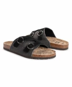 New ⭐ MUK LUKS Black Buckle-Accent Valerie Terra Turf Suede ???? Sandal - ???? Women ????