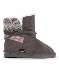 Deals ???? MUK LUKS Gray & Brown Geometric Clementine Boot For Kids ???? -MUK LUKS SHOP zu107859255 alt 2 tm1669216356