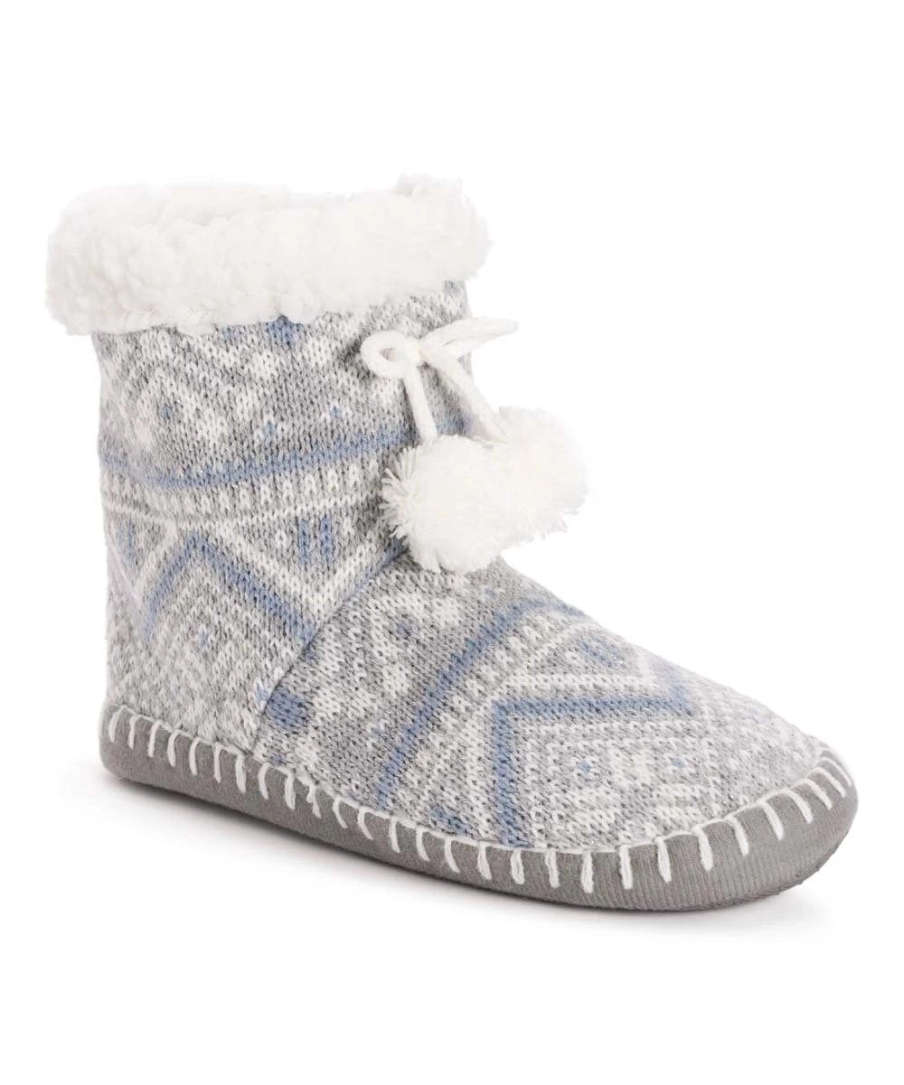 Best Pirce ???? MUK LUKS Gray & Ivory Fair Isle Pom Bootie - ???? Women ❤️ 3 Best Pirce ???? MUK LUKS Gray & Ivory Fair Isle Pom Bootie - ???? Women ❤️ - Image 3