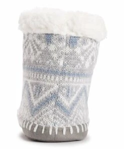 Best Sale ⌛ MUK LUKS Gray & Ivory Fair Isle Pom Bootie - ???? Women ⭐ -MUK LUKS SHOP zu108042435 alt 4 tm1667239779