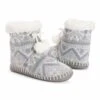 Best Sale ⌛ MUK LUKS Gray & Ivory Fair Isle Pom Bootie - ???? Women ⭐