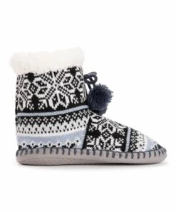 Discount ???? MUK LUKS Alice Blue Fair Isle Pom Bootie - ???? Women ✨ -MUK LUKS SHOP zu108042436 alt 2 tm1667239779