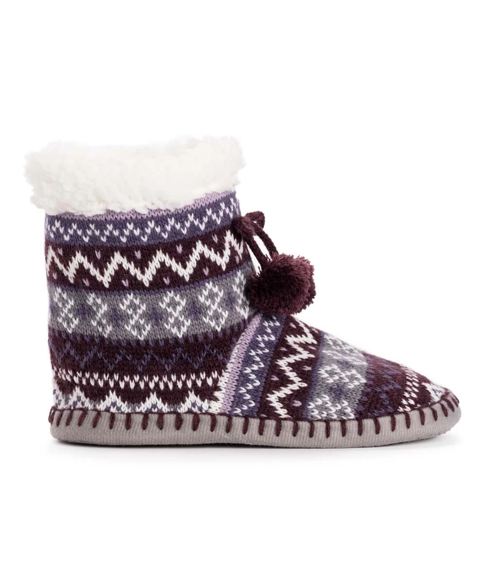 Top 10 ???? MUK LUKS Aubergine Fair Isle Pom Bootie - ???? Women ???? 3 Top 10 ???? MUK LUKS Aubergine Fair Isle Pom Bootie - ???? Women ???? - Image 3