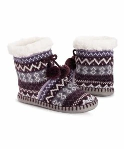 Top 10 ???? MUK LUKS Aubergine Fair Isle Pom Bootie - ???? Women ????