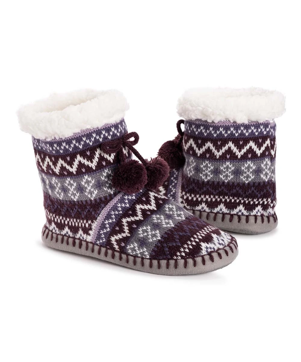Top 10 ???? MUK LUKS Aubergine Fair Isle Pom Bootie - ???? Women ???? 1 Top 10 ???? MUK LUKS Aubergine Fair Isle Pom Bootie - ???? Women ????