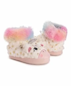 Best Sale ???? MUK LUKS Beige Rainbow Tie-Dye Unicorn Slipper Boot - ???? Girls For Kids ✨
