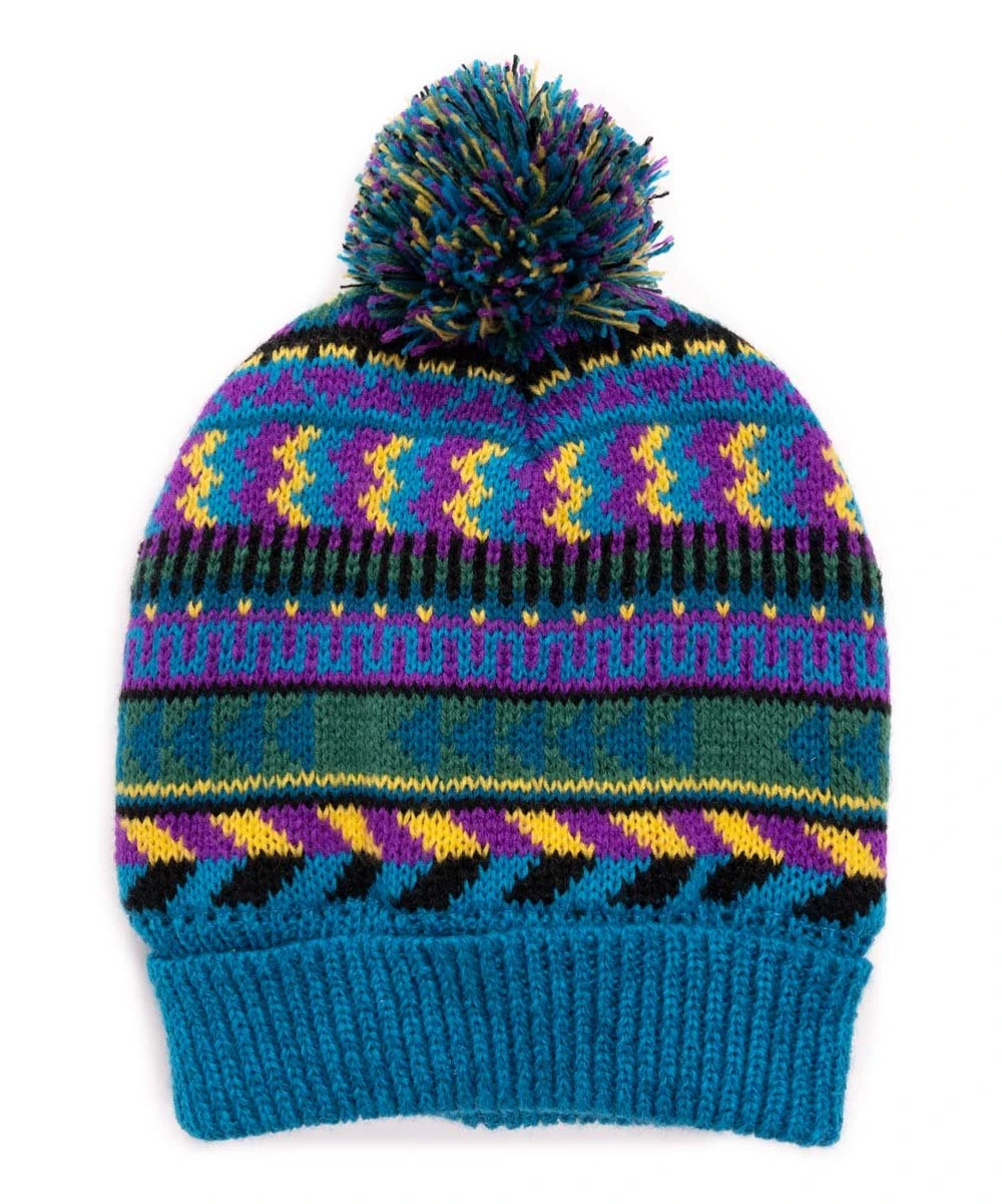 Best Sale ???? MUK LUKS Blue & Purple Stripe Pom-Pom Beanie & Mittens For Kids ???? 2 Best Sale ???? MUK LUKS Blue & Purple Stripe Pom-Pom Beanie & Mittens For Kids ???? - Image 2