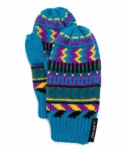 Outlet ???? MUK LUKS Blue & Purple Stripe Pom-Pom Beanie & Mittens For Kids ⌛ -MUK LUKS SHOP zu108302593 alt 2 tm1661365097