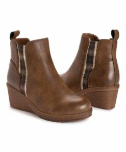 Cheap ???? MUK LUKS Brown England Oxford Wedge Ankle Bootie - ???? Women ????