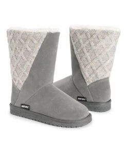Cheap ???? Essentials By MUK LUKS Gray Sarina Knit-Shaft Boot - ???? Women ????