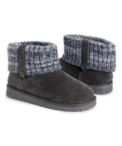 Buy ???? Essentials By MUK LUKS Charcoal Octavia Button-Accent Boot - ???? Women ????